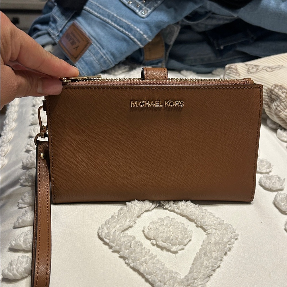 Michael Kors Tan Wristlet Clutch